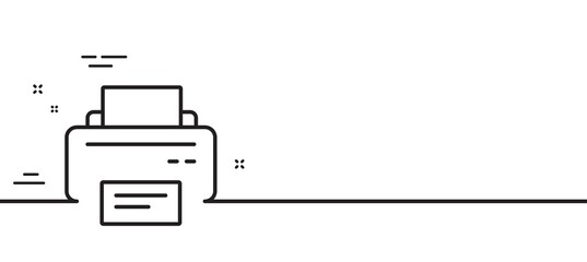 Printer icon. Printout Electronic Device sign. Office equipment symbol. Minimal line illustration background. Printer line icon pattern banner. White web template concept. Vector