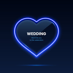 Neon heart. Valentines day. Wedding invitation. Vector