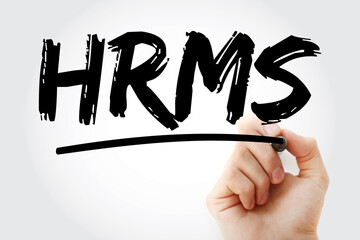 HRMS - Human Resource Management System acronym with marker, business concept background - obrazy, fototapety, plakaty