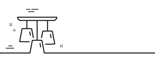 Ceiling lamp line icon. Fixture light sign. Interior illuminate symbol. Minimal line illustration background. Ceiling lamp line icon pattern banner. White web template concept. Vector