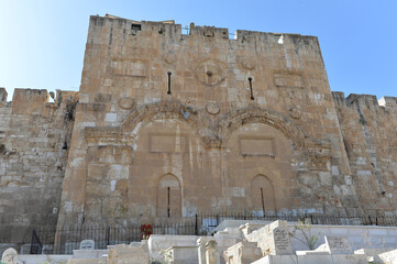The Gate of Mercy Built by the Umayyads, Also known as the Golden Gate Muslim Cemetery, Located on the Eastern Side of the Jerusalem Walls - Baburrahme Cemetery © edronax