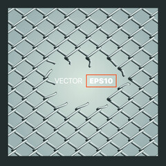 Chain Link Fence Set 3 Vector Drawing