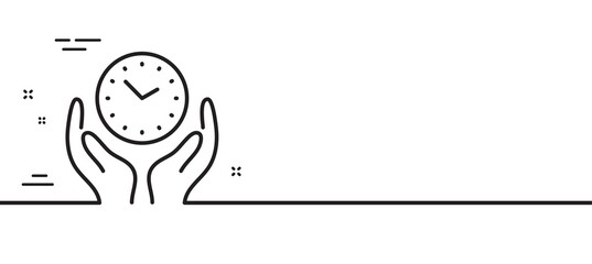 Safe time line icon. Clock sign. Hold watch symbol. Minimal line illustration background. Safe time line icon pattern banner. White web template concept. Vector