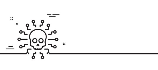 Cyber attack line icon. Ransomware threat sign. Hacker network symbol. Minimal line illustration background. Cyber attack line icon pattern banner. White web template concept. Vector