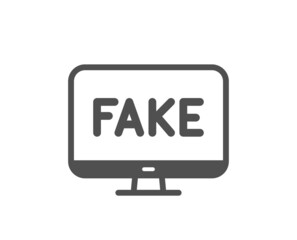 Fake news icon. Propaganda conspiracy tv sign. Wrong truth symbol. Classic flat style. Quality design element. Simple fake news icon. Vector