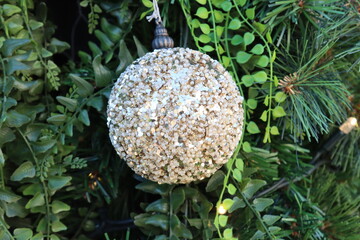 Christmas tree decorations colored balls