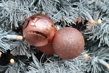Christmas tree decorations colored balls