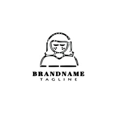 woman with problem skin logo cartoon icon design template black isolated vector illustration