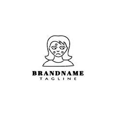 woman with problem skin logo cartoon icon design template black isolated vector illustration