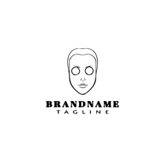 woman with problem skin logo cartoon icon design template black isolated vector illustration