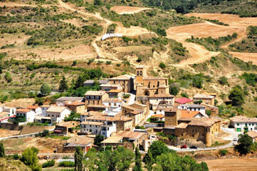 Echarren de Guirguillano, Navarra, Spain, Beautiful view over the Spanish town of Echarren de Guirguillano