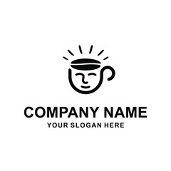 Smiling Coffee Cup Concept Logo Vector Illustration - Vector