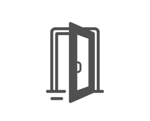 Open door icon. Entrance doorway sign. Building entry symbol. Classic flat style. Quality design element. Simple open door icon. Vector