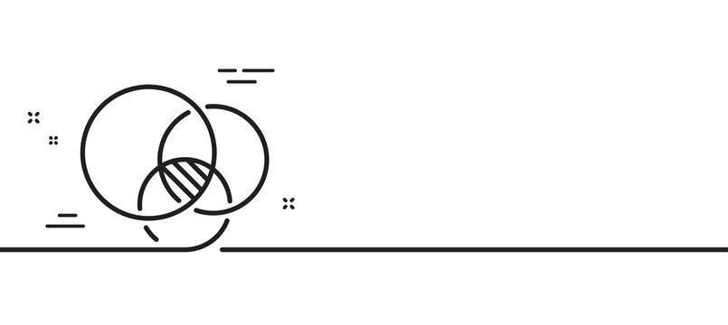 Euler diagram line icon. Eulerian circles sign. Relationships chart symbol. Minimal line illustration background. Euler diagram line icon pattern banner. White web template concept. Vector