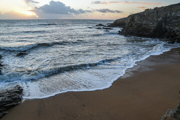 Beautiful maritime oceanic seaside landscape on the Atlantic Ocean in France.