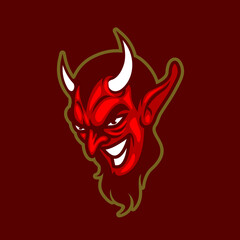 Angry Smile Devil Mascot Logo Vector Illustration For Sport and Esport Team - Vector 