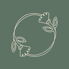 One Line Flower Wreath Frames Logo Illustration