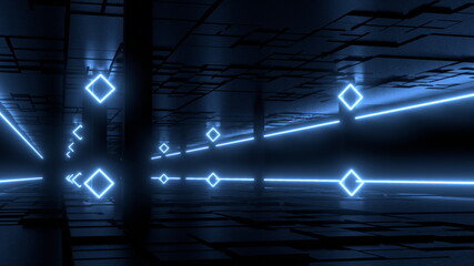 VJ トンネル DJ ネオン 回廊 青 柱 [別Verあり]