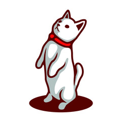 Standing Cute Playful Kitten Cat Illustration - Vector