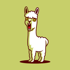 Character Design Cartoon Vector illustration  of Cute White llama - Vector