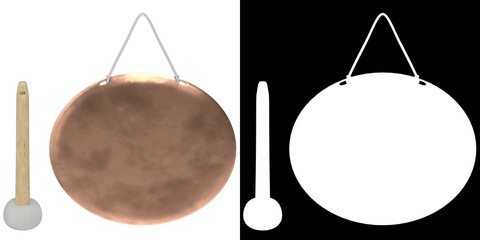 3D rendering illustration of a Chinese handheld gong