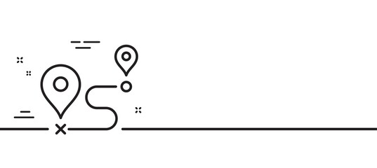 Journey line icon. Road path sign. Route map distance symbol. Minimal line illustration background. Journey line icon pattern banner. White web template concept. Vector