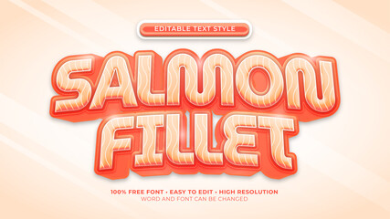 Font effect Raw salmon fillet text style realistic. eps vector file