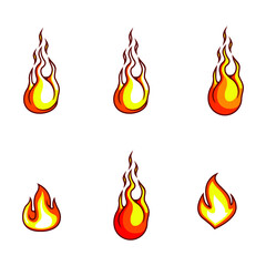 Set of Fire Flame Icon Logo Vector Illustration - Vector