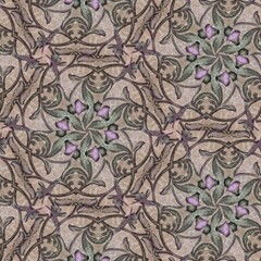 Victorian floral design for textile, floor tiles, digital paper print. Persian carpet design with tribal texture. Traditional Turkish pattern for throw pillow, rug, carpet, and fabric printing