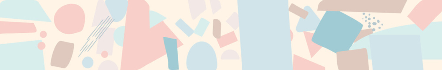 Fototapeta premium Abstract organic background. Very long rectangular layout. Smooth colored doodle shapes. Organic background for banner, sites, social network, brochure, web pages, apps, greeting card. Stock vector