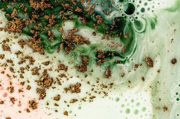 GREEN FOREST. Treasury of art. Swirls of marble. Abstract fantasia with golden powder. Extra special and luxurious- ORIENTAL ART. Ripples of agate. Natural luxury.