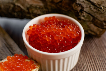 red caviar in a bowl