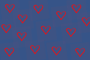 Lots of red hearts on a dark blue background
