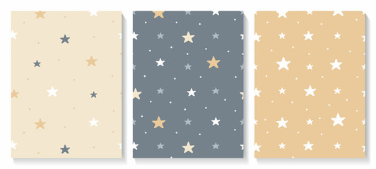 Set of seamless patterns with cute  stars © Юлия Мошакова
