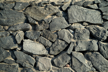 Wall made of lava stones in La Caleta, Costa Adeje, Tenerife