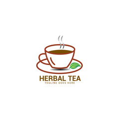 cup logo design element filled with herbal tea leaves