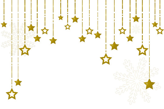 Christmas gold stars isolated on dark background. Postcard, holiday.