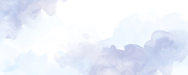 Vector watercolor art background. Hand drawn blue abstract vector illustration for cover, interior decor and other users. Brush strokes. Christmas backdrop for design. Empty blank. Sky. Clouds.