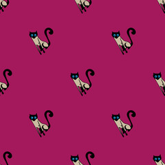 Seamless pattern with cute cats 
