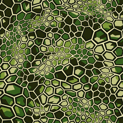 Camouflage geometric seamless pattern texture. Abstract military camo hexagonal scales endless print for army and hunting. Vector background.
