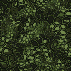 Camouflage geometric seamless pattern texture. Abstract military camo hexagonal scales endless print for army and hunting. Vector background.