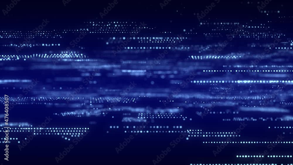 Fototapete Abstract digital background with matrix. Science backdrop of many particles. Big data visualization. 3d rendering.