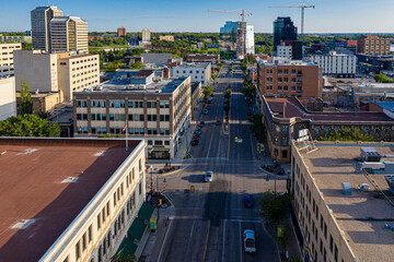 Aerial view of the downtown area of Saskatoon, Saskatchewan, Canada