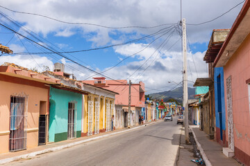 Fototapeta na wymiar Traditional street at the old district of Trinidad. Cuba