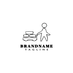Fototapeta premium deliveryman logo cartoon icon design template black isolated vector illustration