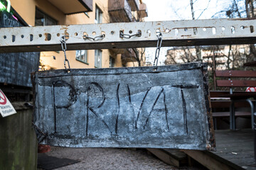 Stockholm, Sweden A sign for a vintage pizzeria on Wollmar Yxkullsgatan on Sodermalm. Sign says 