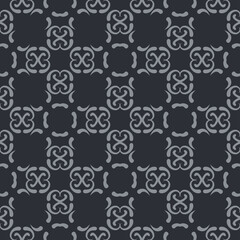 Background image with decorative gray ornament on a black background for your design projects, seamless patterns, wallpaper textures with flat design. Vector illustration