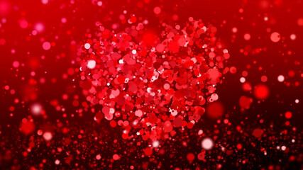 Glamour Red Heart Shapes Particles Background Saint Valentine’s Day and Wedding