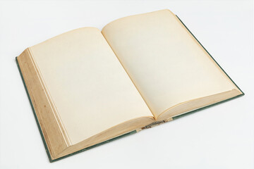 open old book on white background for mockup blank template
