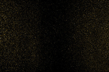 Fototapeta na wymiar Gold Glitter Texture Isolated on Black Background. Golden stardust. Amber Particles Color. Sparkles Rain. Vector Illustration, Eps 10.